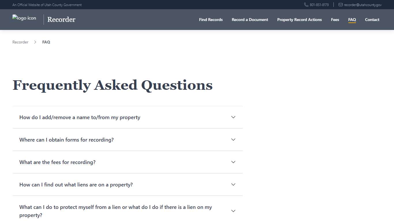 Frequently Asked Questions - Utah County Recorder