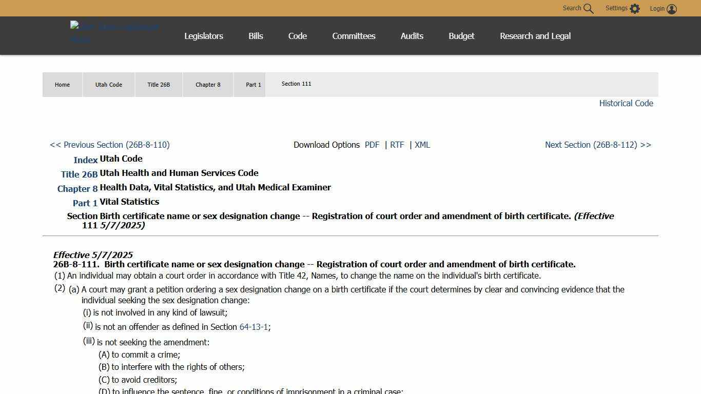 Utah Code Section 26B-8-111